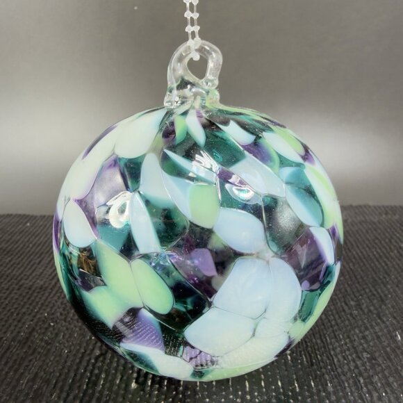 Hand Blown Studio Art Glass Orb Ornament Friendship Ball Witch Ball Multicolored - Picture 12 of 12